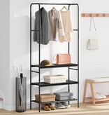 VidaXL Kledingrek met planken Zwart eiken 77 x 30 x 171 cm