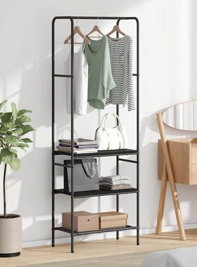 VidaXL Kledingrek met planken met plank Zwart eiken 60 x 30 x 171 cm