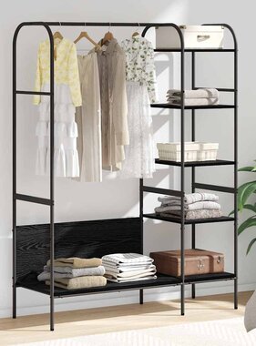 VidaXL Kledingrek met plank Zwart 120 x 44 x 160 cm Bewerkt hout