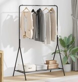 VidaXL Kledingrek met plank met opslag Zwart 100 x 56 x 154 cm Staal