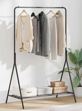 VidaXL Kledingrek met plank met opslag Zwart 100 x 56 x 154 cm Staal