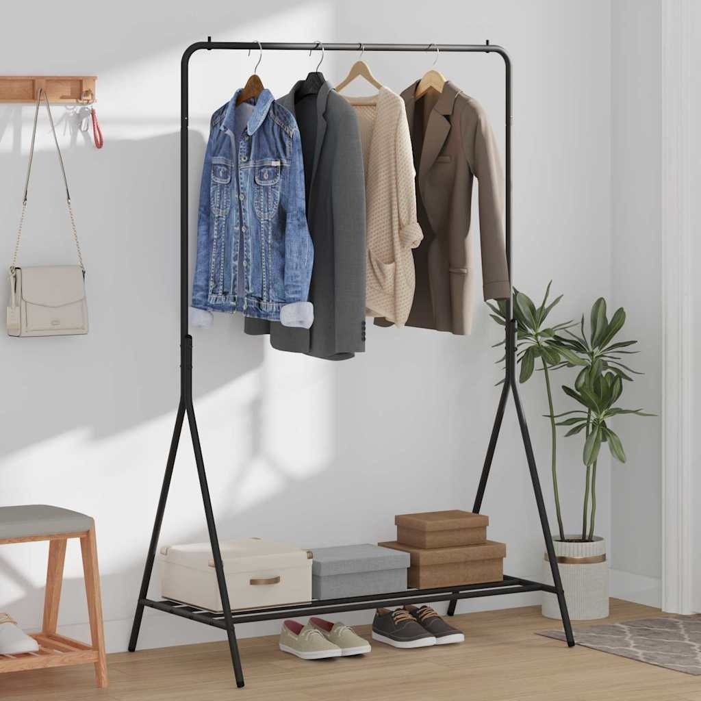 VidaXL Kledingrek met plank met opslag Zwart 100 x 56 x 154 cm Staal