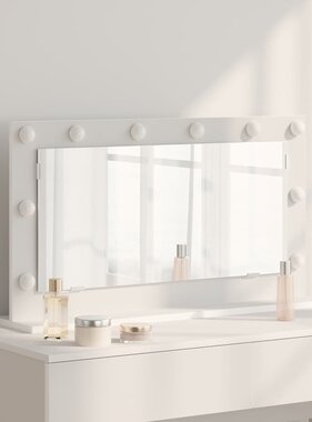 VidaXL Schmink Spiegel Wit 80 x 45 x 18 cm Bewerkt hout en glas