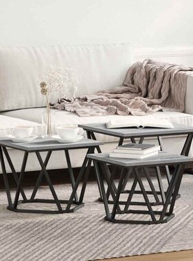 VidaXL Salontafel 3 pcs Grijs sonoma 50 x 50 x 40 cm