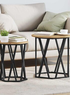 VidaXL Salontafel 2 pcs artisanaal eikenkleurig 50 x 50 x 50 cm