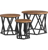 VidaXL Nestbare Bijzettafel 3 pcs Oud hout 53 x 53 x 40 cm