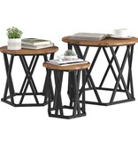 VidaXL Nestbare Bijzettafel 3 pcs Oud hout 53 x 53 x 40 cm