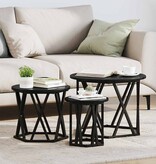 VidaXL Nestbare Bijzettafel 3 pcs Zwart eiken 53 x 53 x 40 cm
