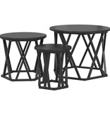 VidaXL Nestbare Bijzettafel 3 pcs Zwart eiken 53 x 53 x 40 cm