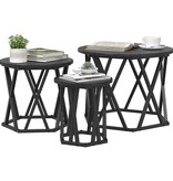 VidaXL Nestbare Bijzettafel 3 pcs Zwart eiken 53 x 53 x 40 cm