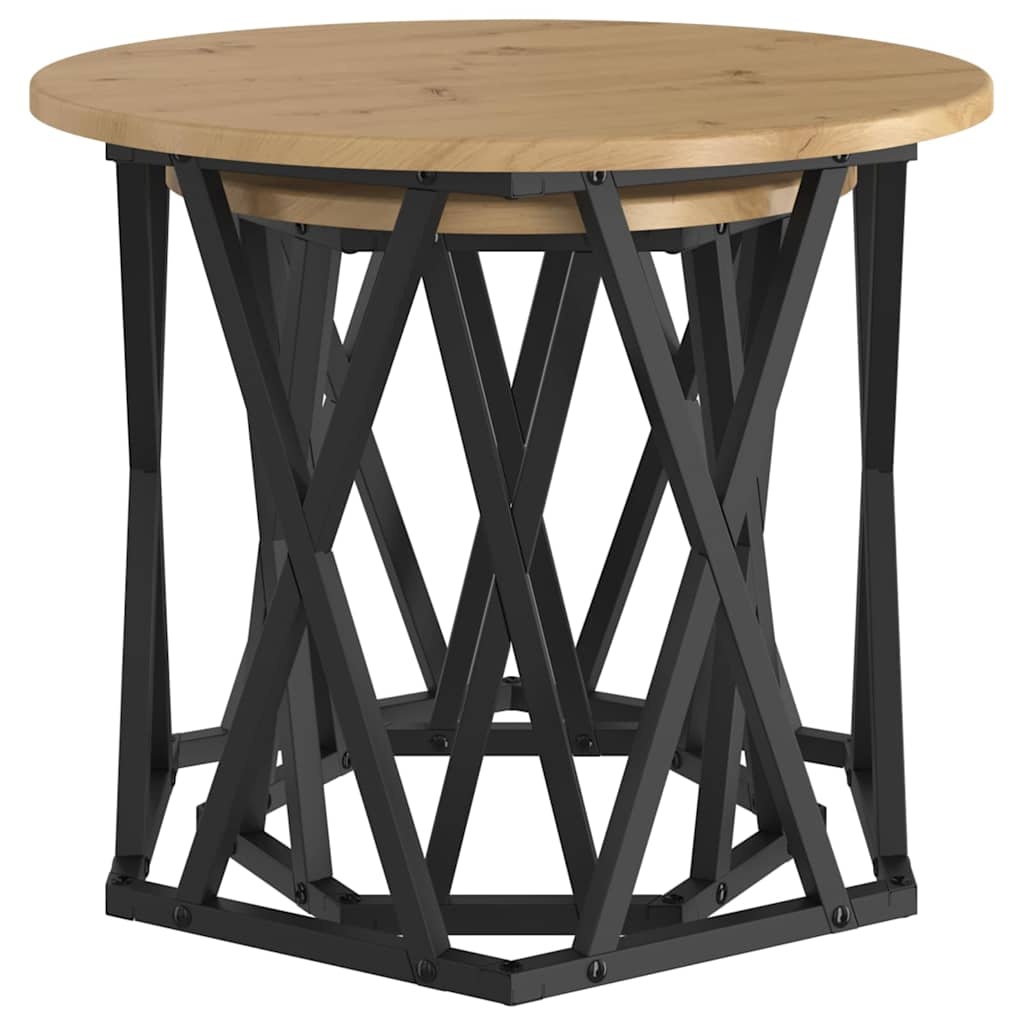 VidaXL Bijzettafel 2 pcs artisanaal eikenkleurig 50 x 50 x 40 cm