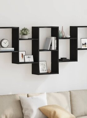 VidaXL Wandplank Zwart Eiken 159x18x66 cm Bewerkt Hout