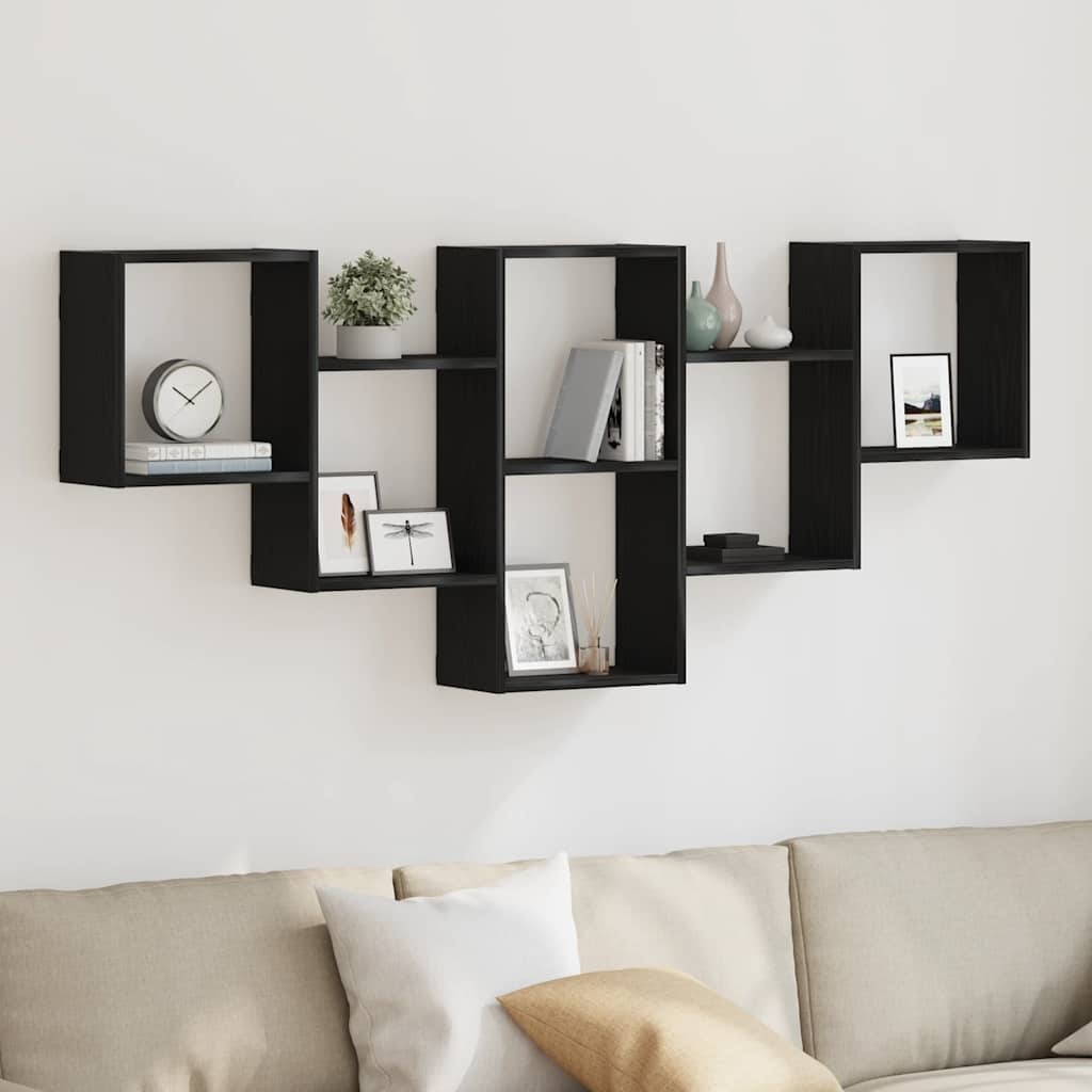 VidaXL Wandplank Zwart Eiken 159x18x66 cm Bewerkt Hout