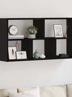 VidaXL Wandplank Zwart Eiken 100x25x50 cm Bewerkt Hout