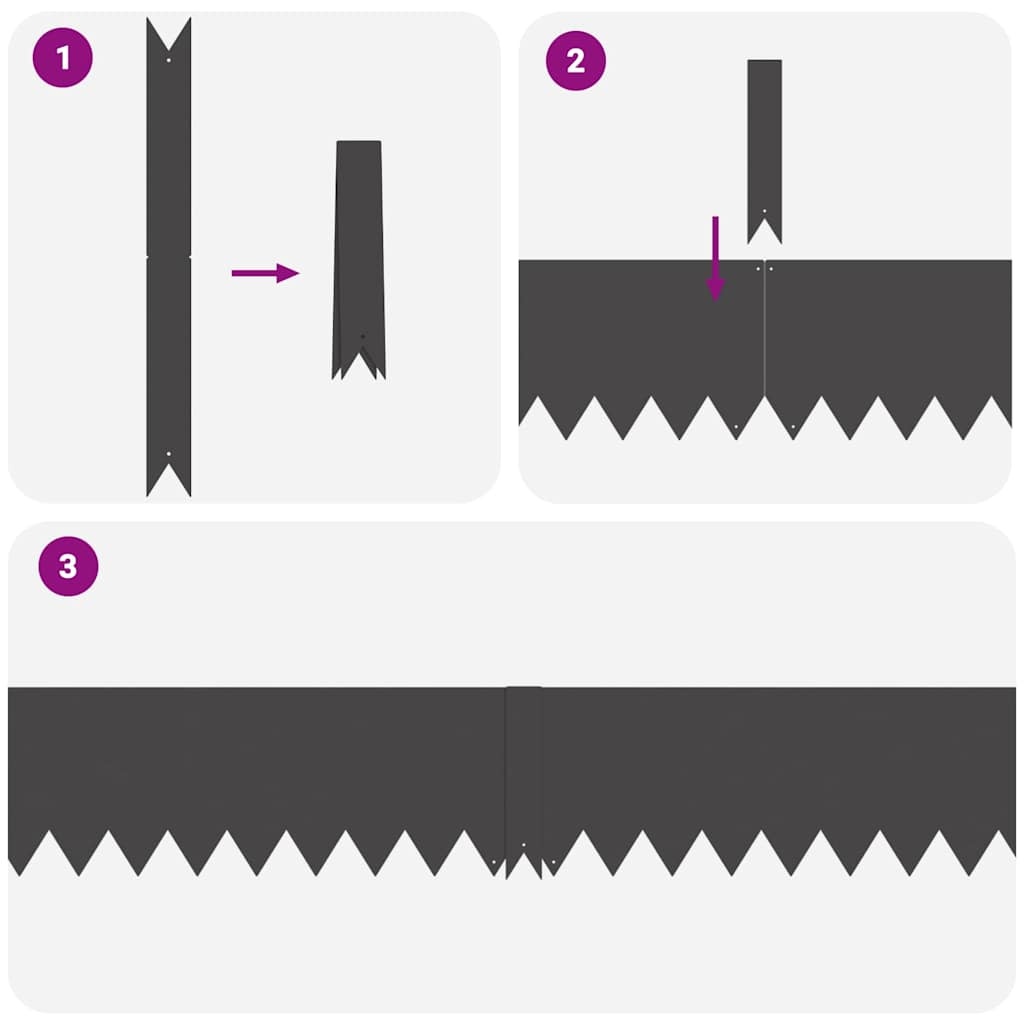 VidaXL Gazonranden 10 pcs Zwart 100 x 0.5 x 20 cm Staal
