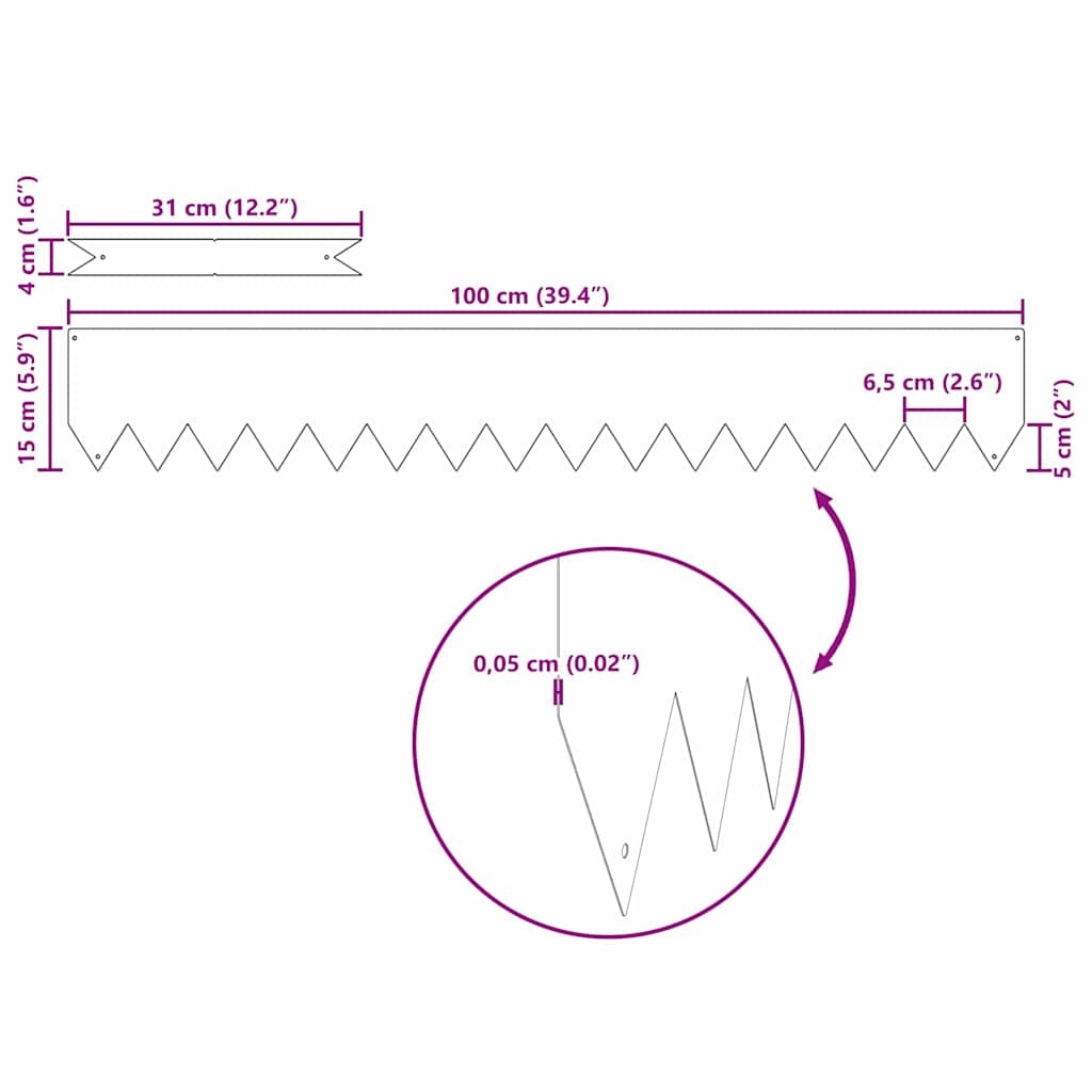 VidaXL Gazonranden 10 pcs Zwart 100 x 0.5 x 15 cm Staal