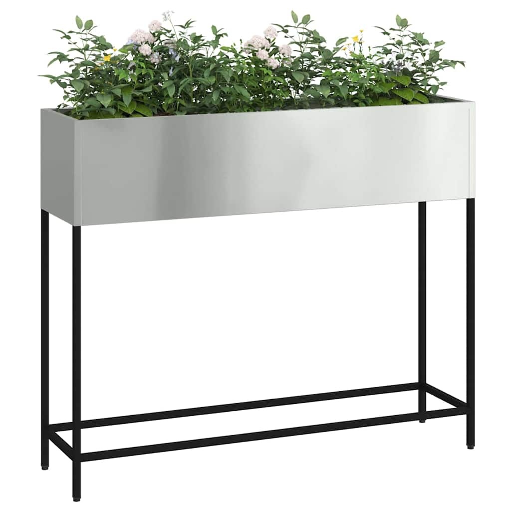 VidaXL Verhoogde Tuin Plantbak Zilver 100 x 26 x 82 cm