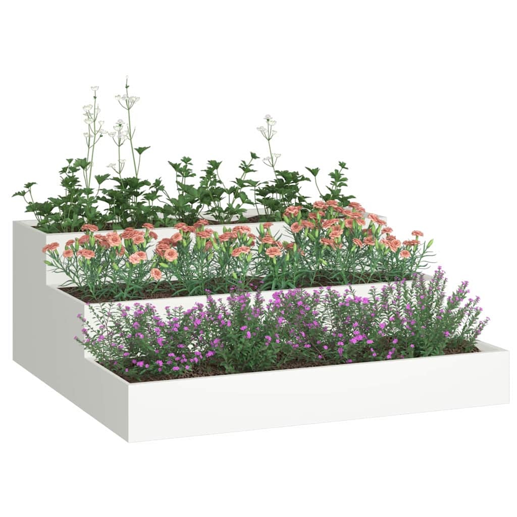VidaXL Tuin Bloempot Wit 90 x 90 x 35 cm Staal