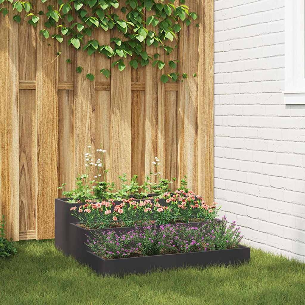 VidaXL Tuin Bloempot Zwart 90 x 90 x 35 cm Staal