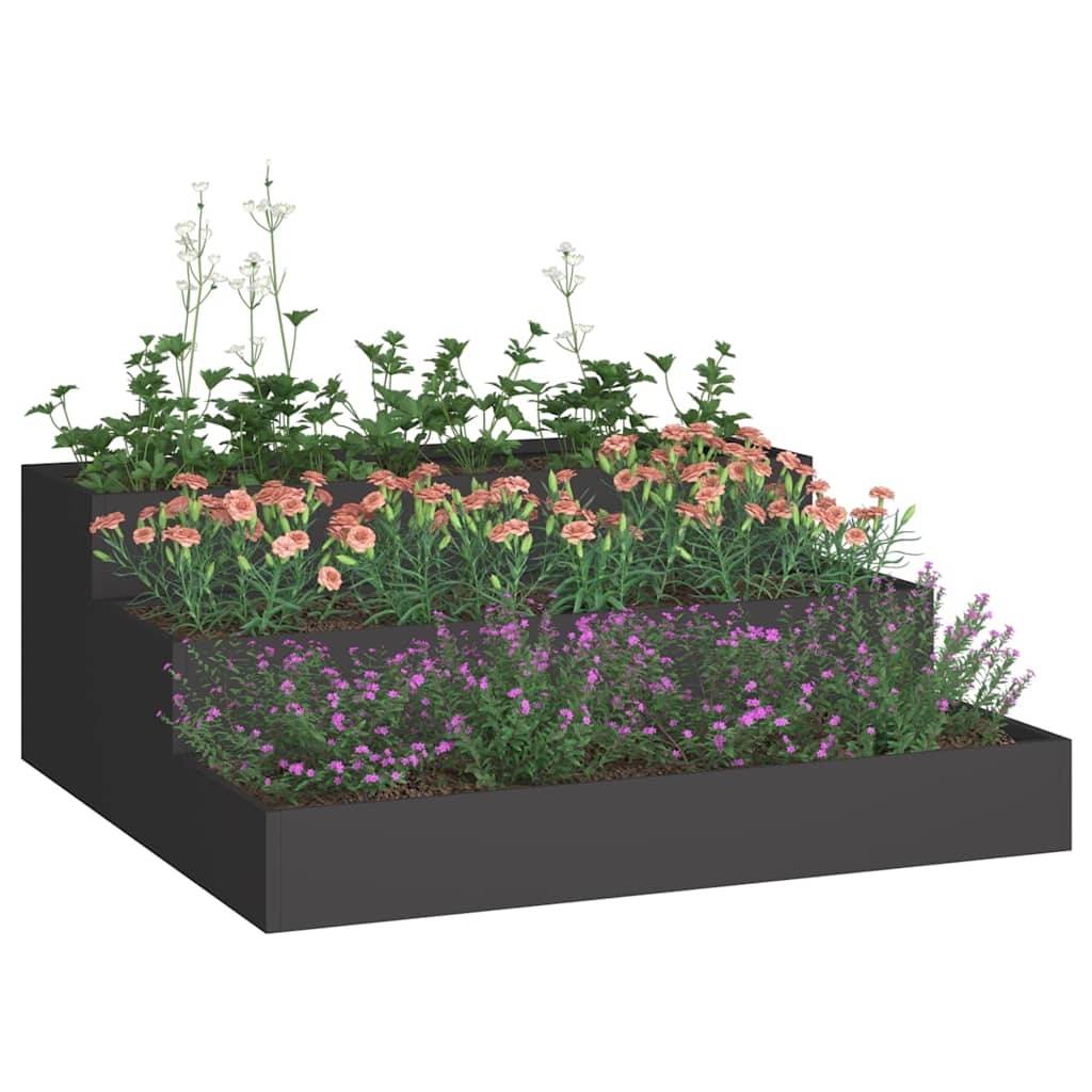 VidaXL Tuin Bloempot Zwart 90 x 90 x 35 cm Staal