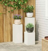 VidaXL Plantenkasten 3 pcs Wit 24 x 24 x 75 cm Staal