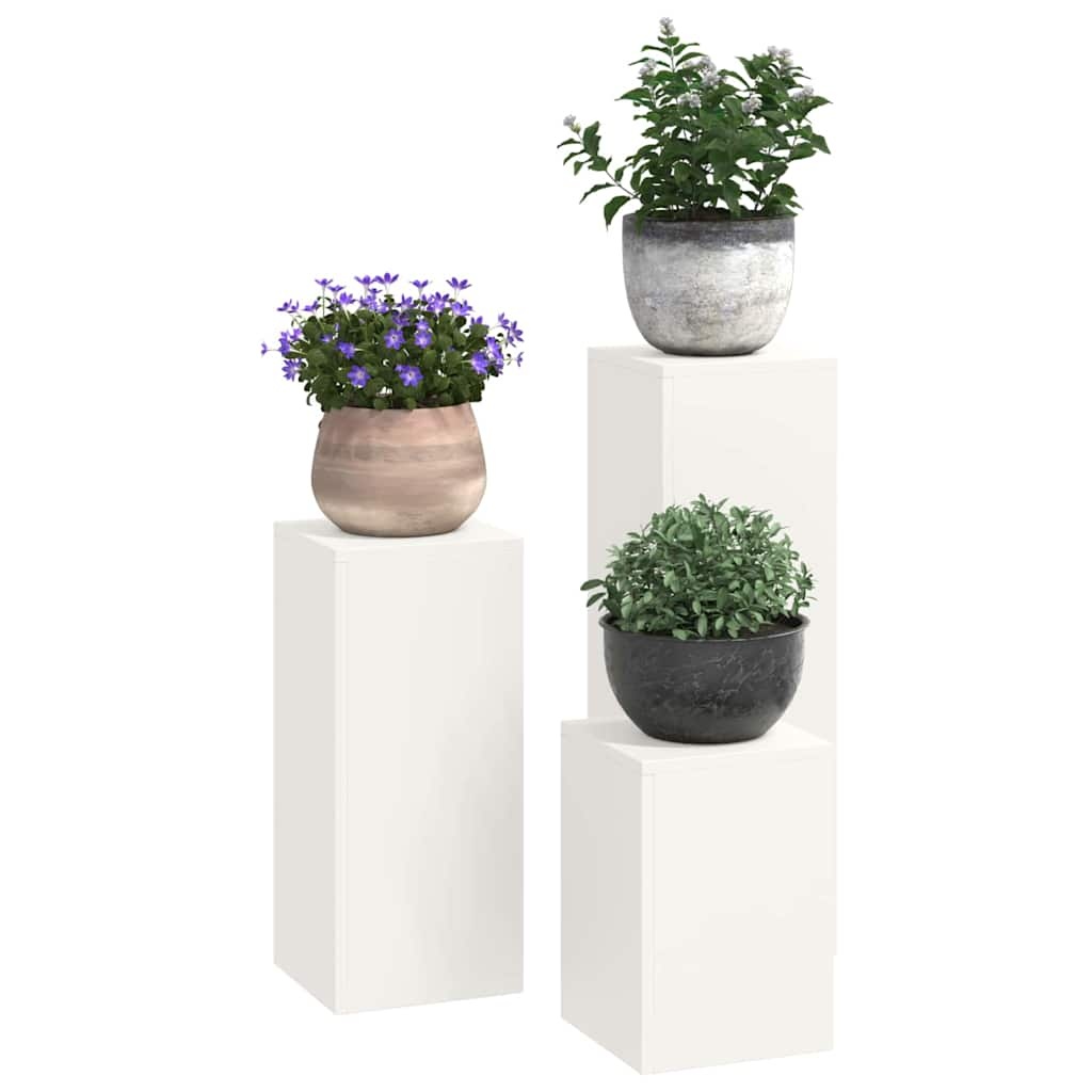 VidaXL Plantenkasten 3 pcs Wit 24 x 24 x 75 cm Staal
