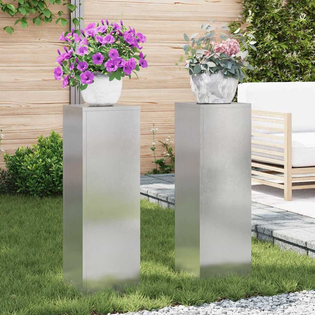 VidaXL Plantenkasten 2 pcs Zilver 24 x 24 x 75 cm Roestvrij staal