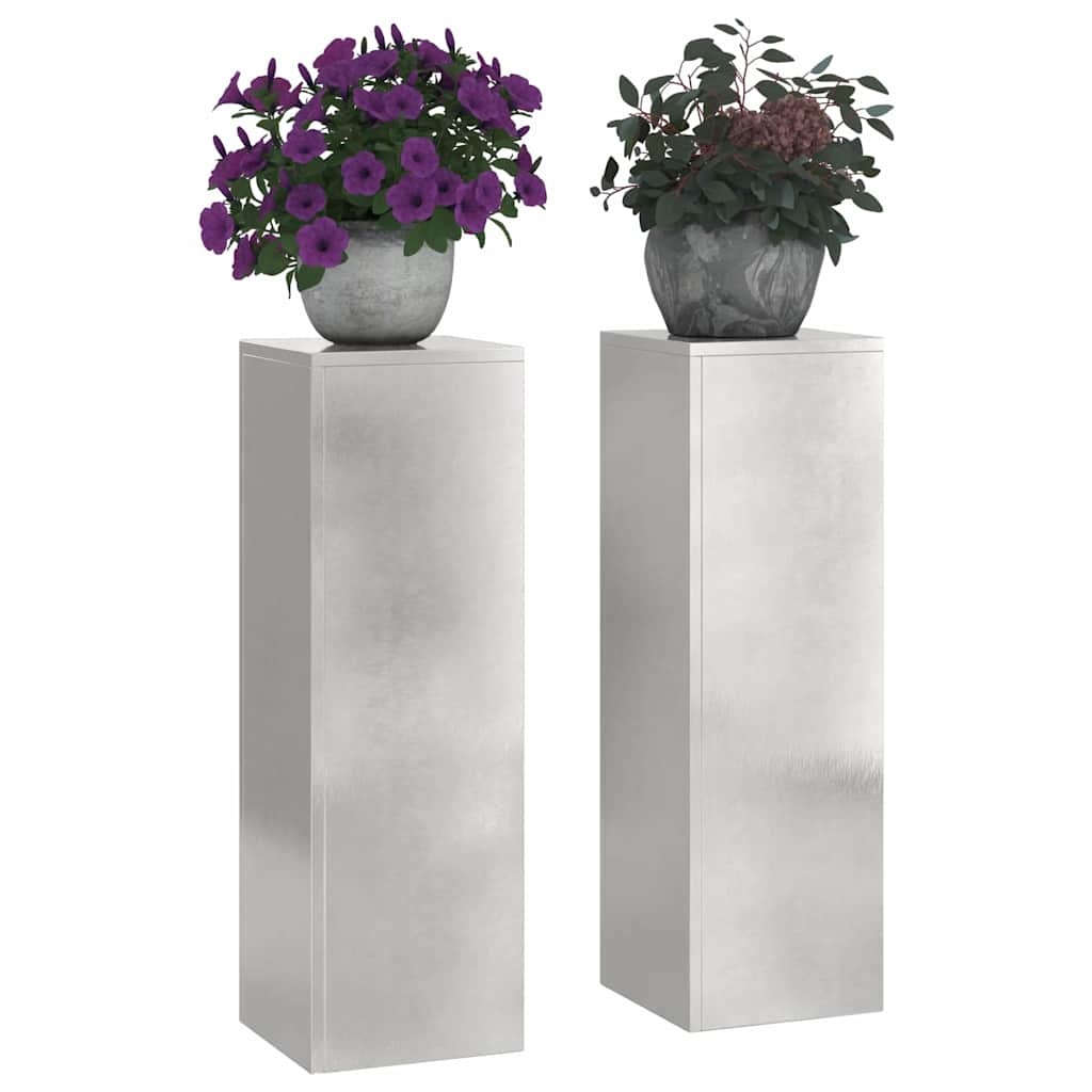 VidaXL Plantenkasten 2 pcs Zilver 24 x 24 x 75 cm Roestvrij staal