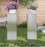 VidaXL Plantenkasten 2 pcs Zilver 24 x 24 x 75 cm Roestvrij staal
