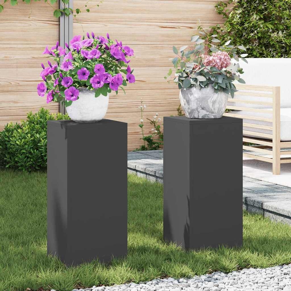 VidaXL Plantenkasten 2 pcs Zwart 24 x 24 x 55 cm Staal