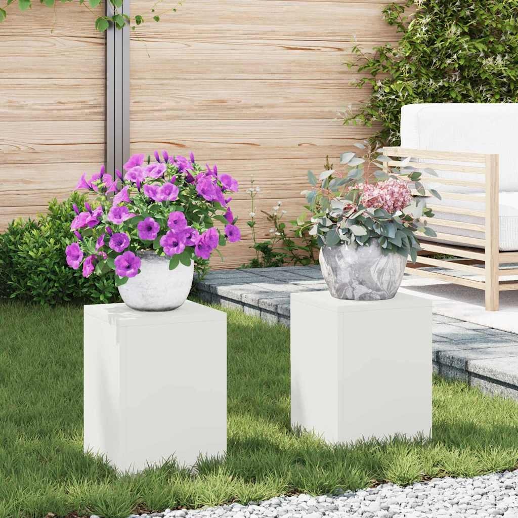 VidaXL Plantenkasten 2 pcs Wit 24 x 24 x 35 cm Staal