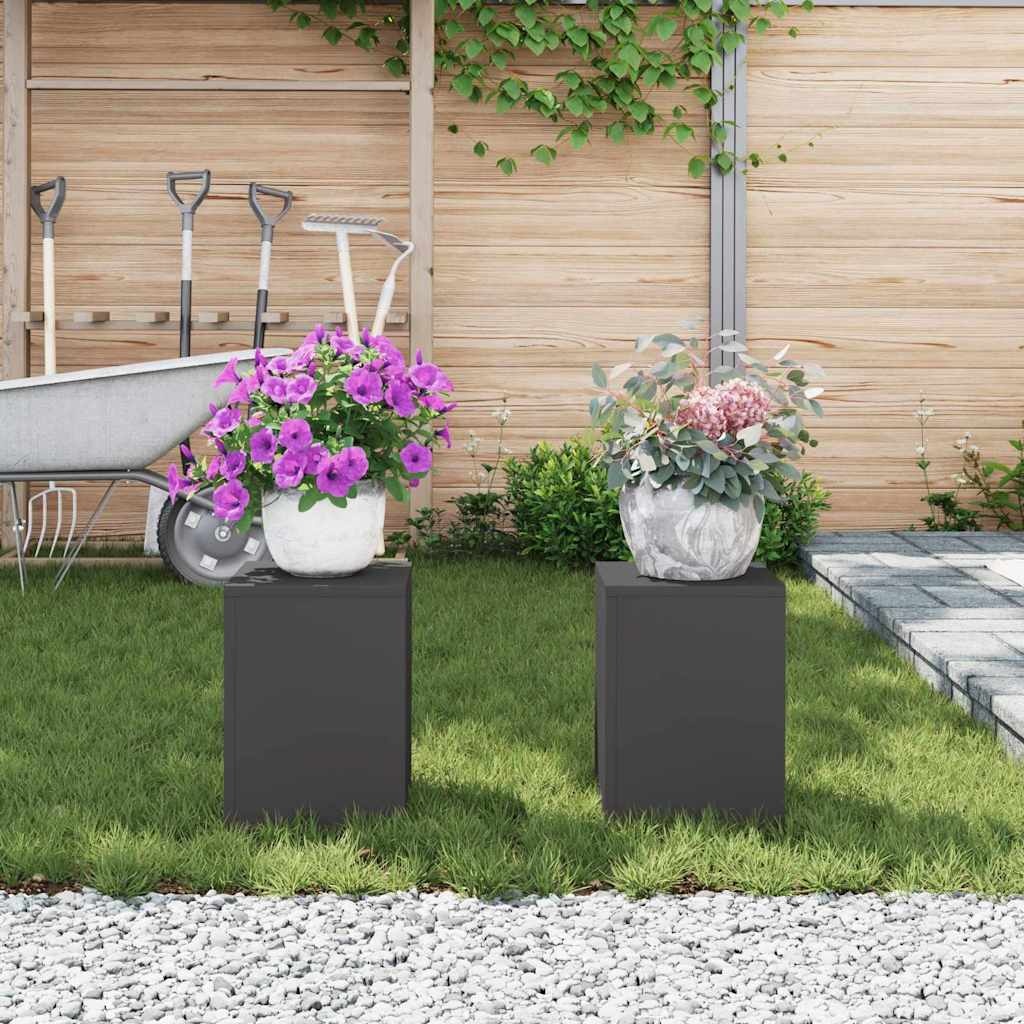 VidaXL Plantenkasten 2 pcs Zwart 24 x 24 x 35 cm Staal