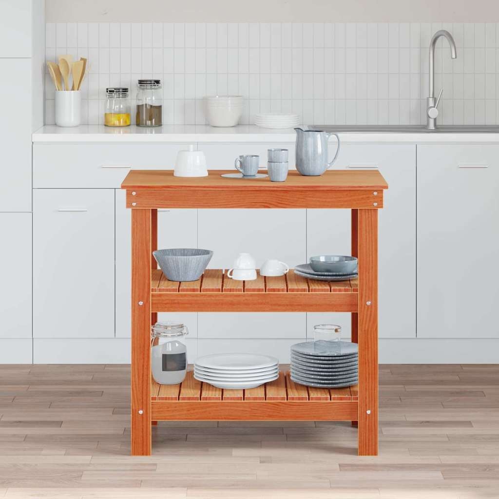 VidaXL Werkbank Wasbruin 78.5 x 50 x 80 cm Massief grenenhout