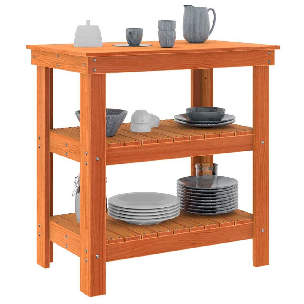 VidaXL Werkbank Wasbruin 78.5 x 50 x 80 cm Massief grenenhout