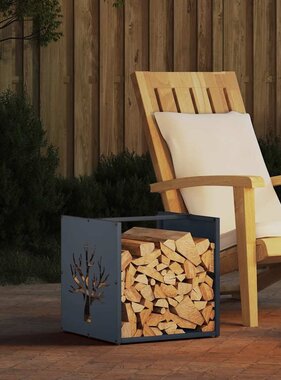 VidaXL Brandhoutrek 40x40x40 cm koudgewalst staal antracietkleurig