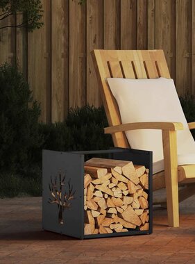 VidaXL Brandhoutrek 40x40x40 cm koudgewalst staal zwart