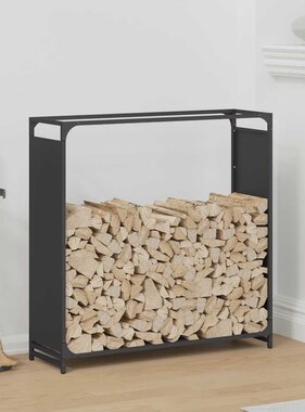 VidaXL Brandhoutrek 90x28x90 cm koudgewalst staal zwart