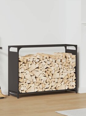 VidaXL Brandhoutrek 90x28x65 cm koudgewalst staal zwart