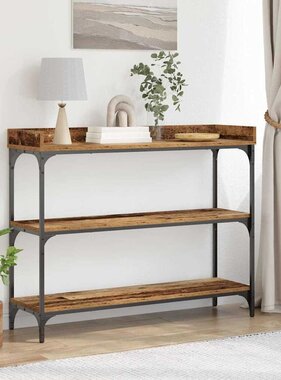 VidaXL Console Tafel Oud hout 100 x 30 x 80 cm Gelaagd hout en metaal
