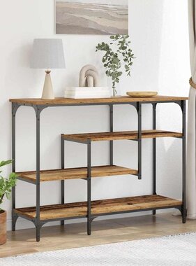 VidaXL Console Tafel Oud hout 100 x 35 x 75 cm Gelaagd hout en metaal