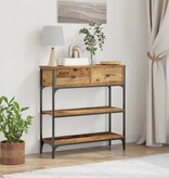 VidaXL Console Tafel Oud hout 72,5 x 25 x 75 cm Gelaagd hout en metaal
