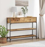 VidaXL Console Tafel Oud hout 100 x 25 x 75 cm Gelaagd hout en metaal