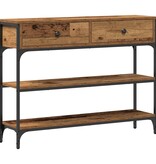 VidaXL Console Tafel Oud hout 100 x 25 x 75 cm Gelaagd hout en metaal