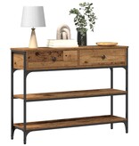 VidaXL Console Tafel Oud hout 100 x 25 x 75 cm Gelaagd hout en metaal