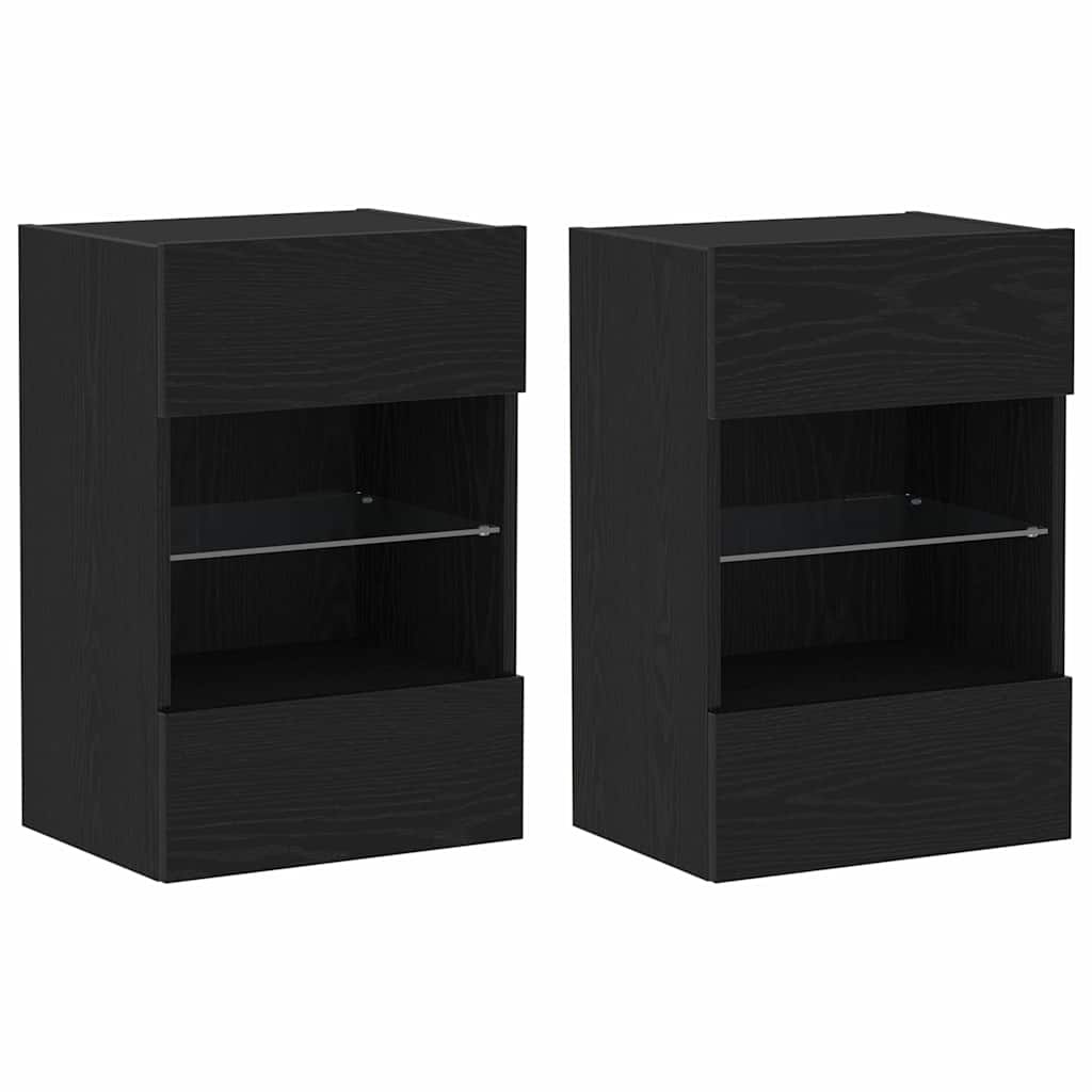 VidaXL TV-kast 2 pcs Zwart 40 x 30 x 60,5 cm Bewerkt hout