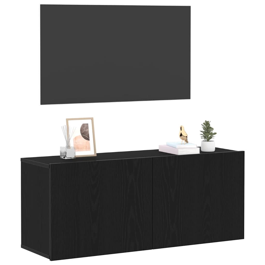 VidaXL TV-kast Zwart Eiken 100 x 30 x 41 cm Bewerkt hout