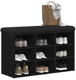 VidaXL Schoenenbank met opslag Zwart 80 x 30 x 48 cm Bewerkt hout