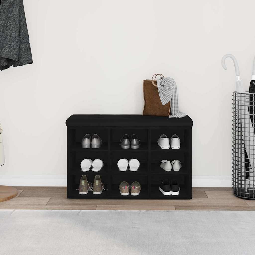 VidaXL Schoenenbank met opslag Zwart 80 x 30 x 48 cm Bewerkt hout
