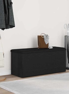 VidaXL Opslagbank met kussen Zwart eiken 102 x 42 x 45 cm Bewerkt hout