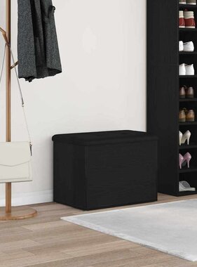 VidaXL Opslagbank met kussen Zwart eiken 62 x 42 x 45 cm Bewerkt hout